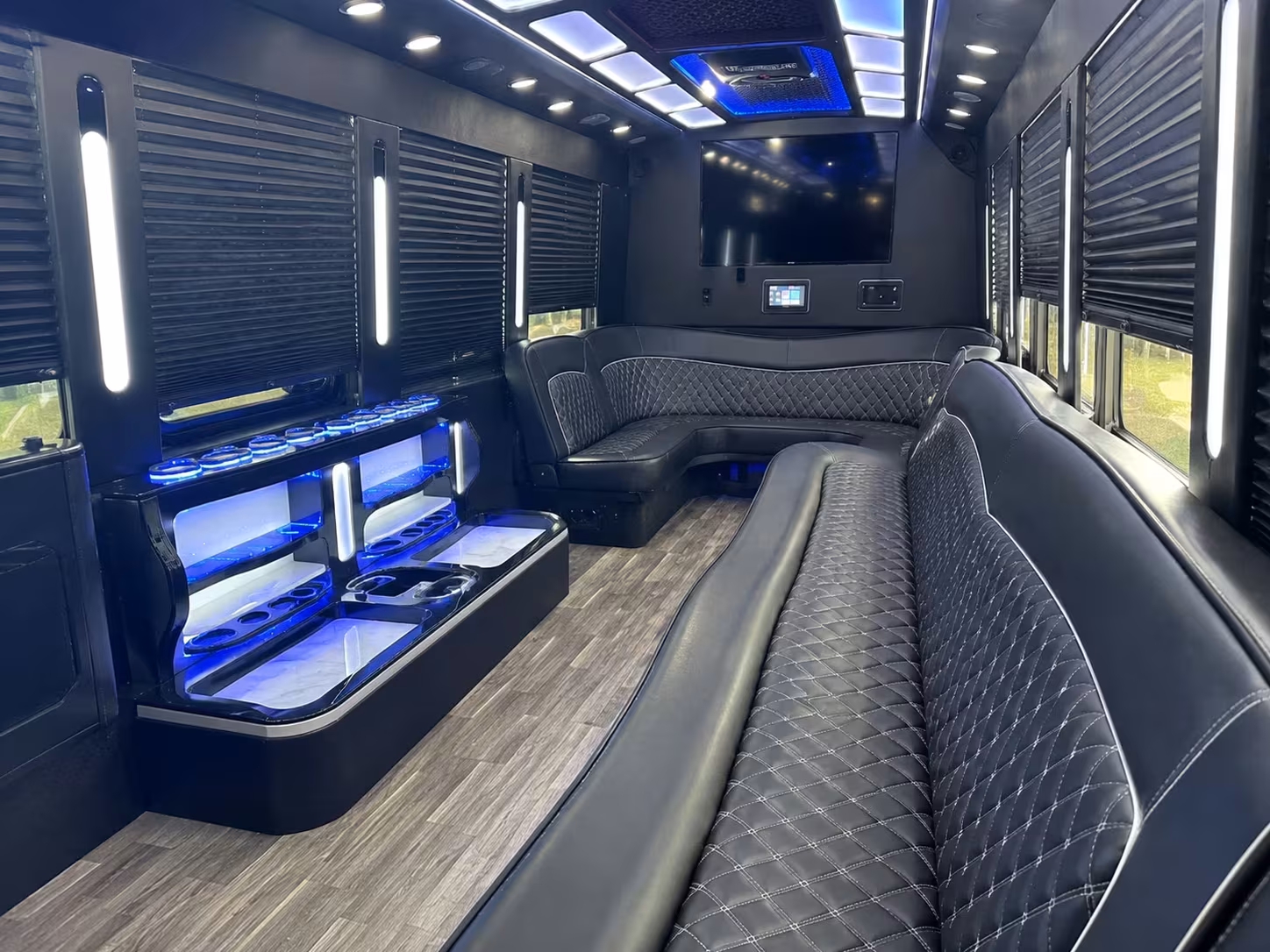 new bedford prom party buses with led lighting and sound
