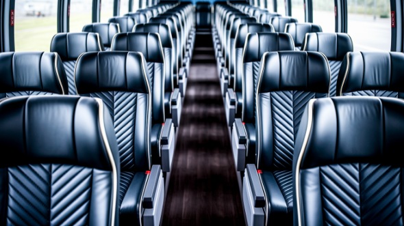 new bedford 54 passenger charter bus inside