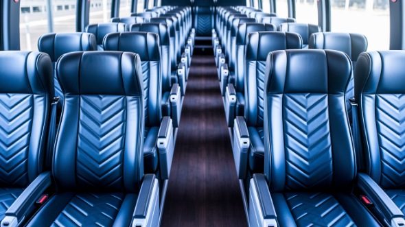 new bedford 55 passenger charter bus inside