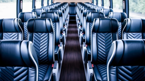 new bedford 56 passenger charter bus inside